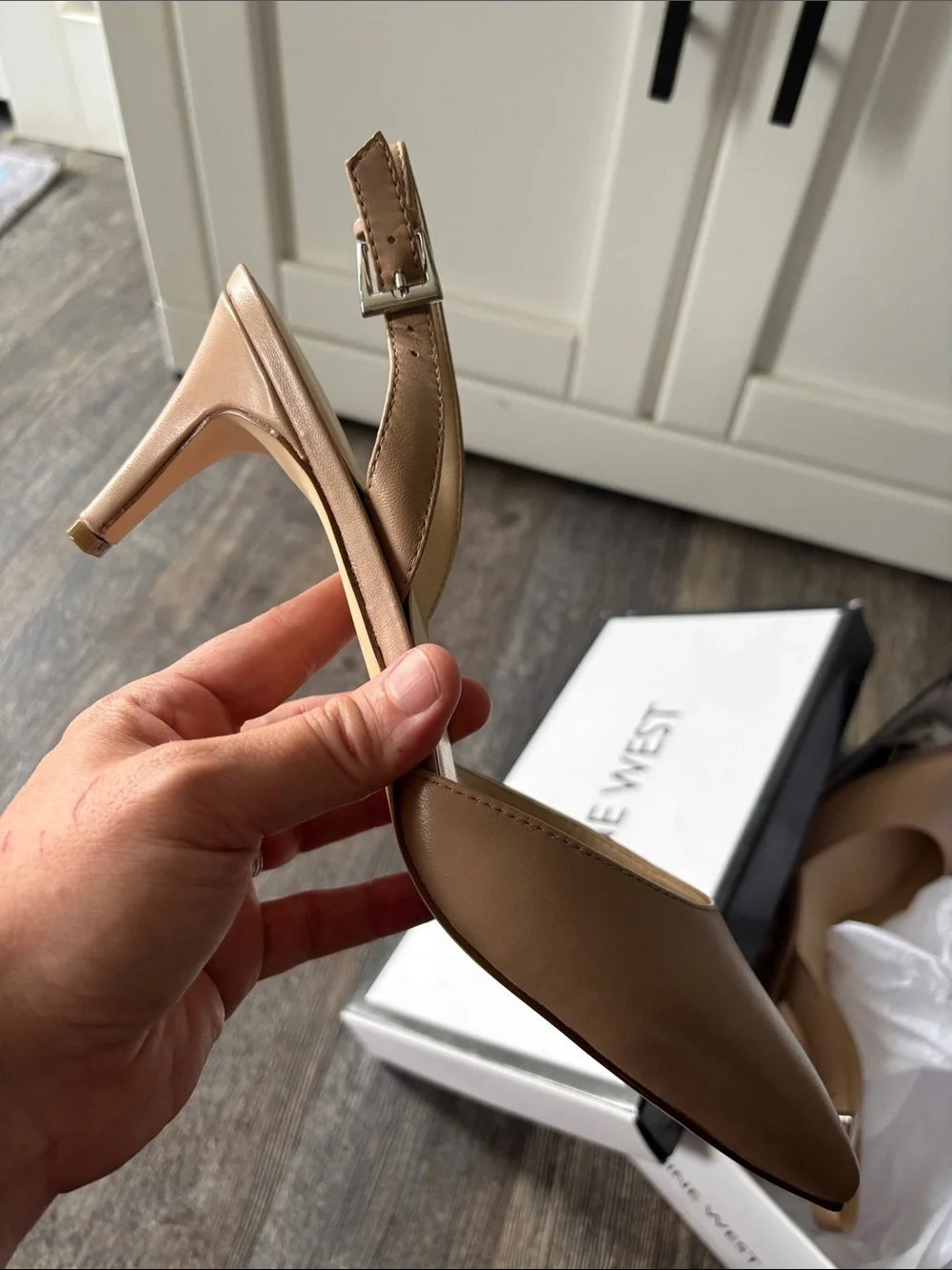 Nine West Women's Tan Slingback Pointed-Toe Heels